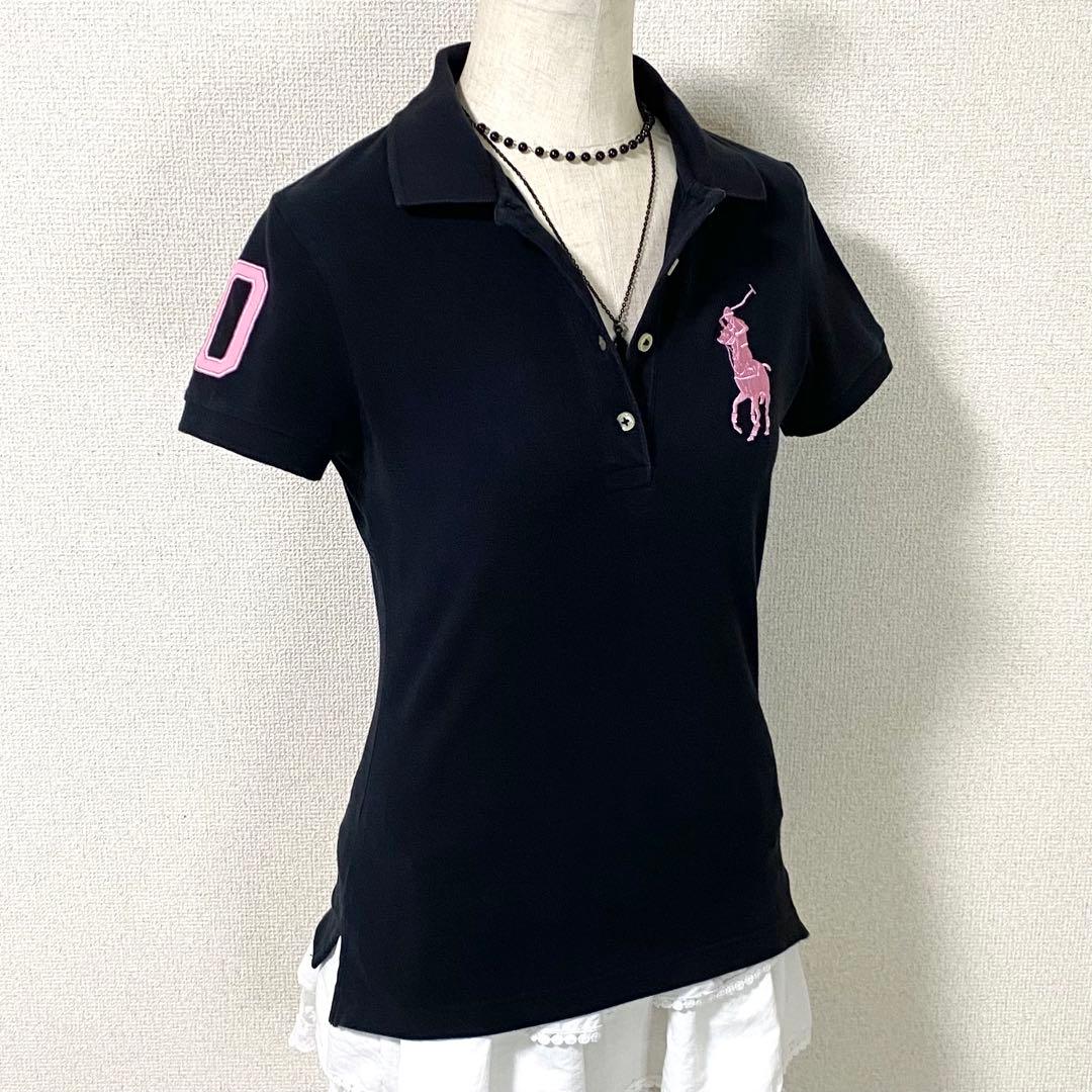希少 y2k ラルフローレン ビッグポニー ポロシャツ ブラック 平成女児