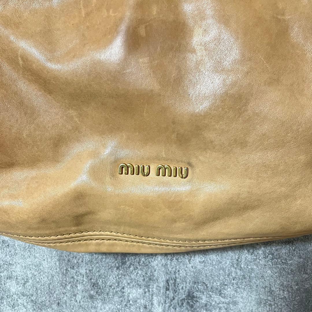 ミュウミュウ miu miu レザー ブラウン ゴールドロゴ ショルダーバッグ