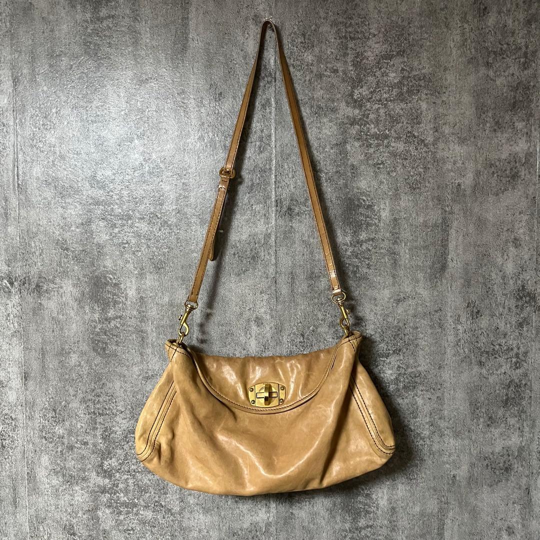 ミュウミュウ miu miu レザー ブラウン ゴールドロゴ ショルダーバッグ