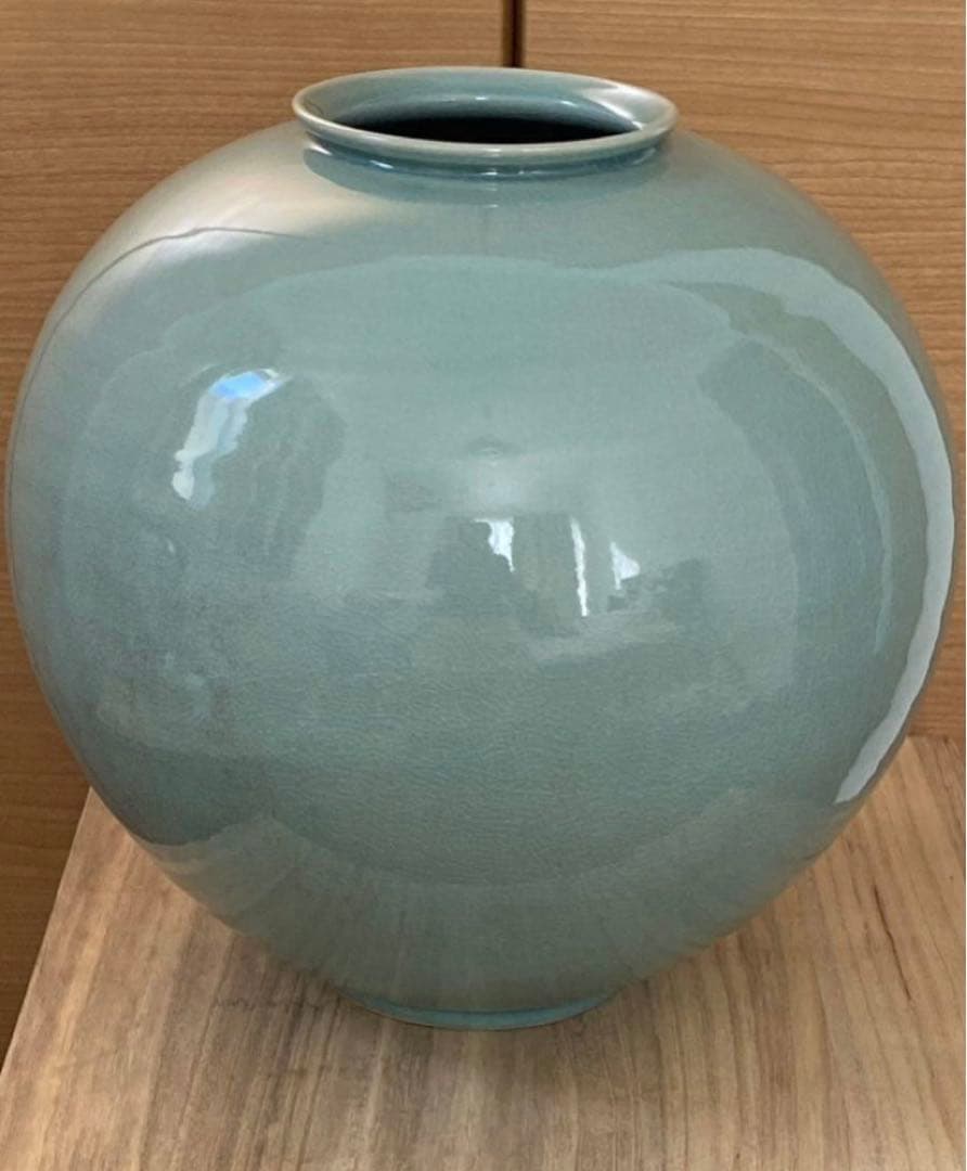 青花器 花瓶 陶磁器 大壺 高35cm X37cm 箱付 時代物