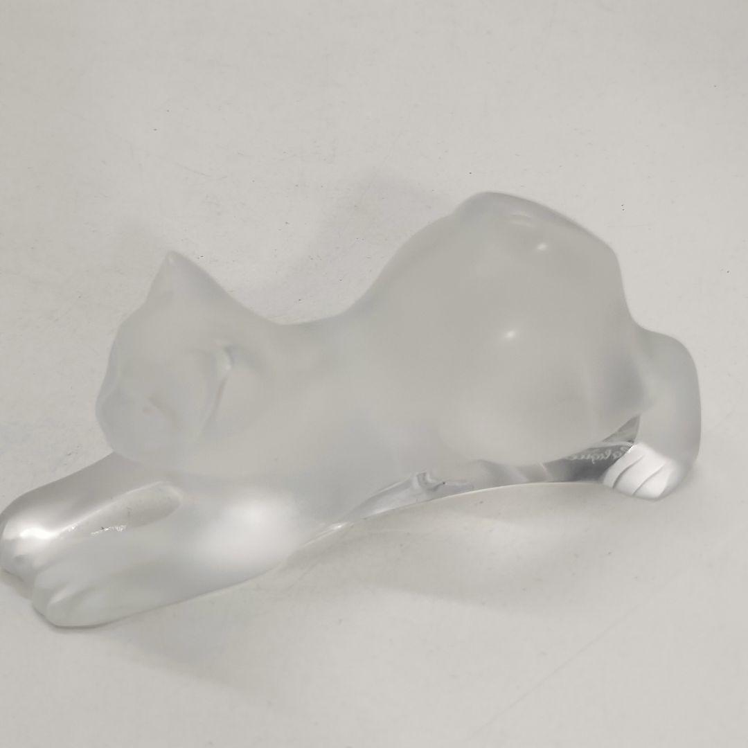 LALIQUE ラリック 伸びする猫 ガラス 置物 オブジェ