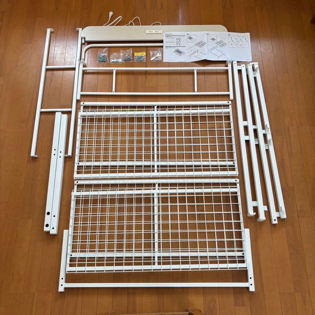 ニトリ パイプベッドフレーム ホワイトシングル バジーナC 取扱説明書付き