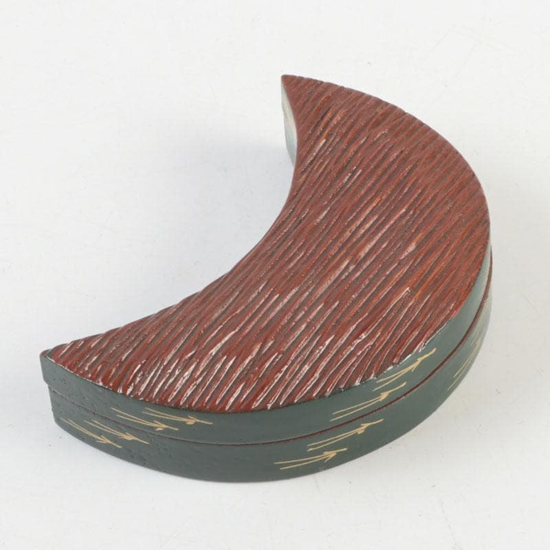 茶道具　高橋峯房作　松蒔絵　三日月型　香合　共箱　V　9498