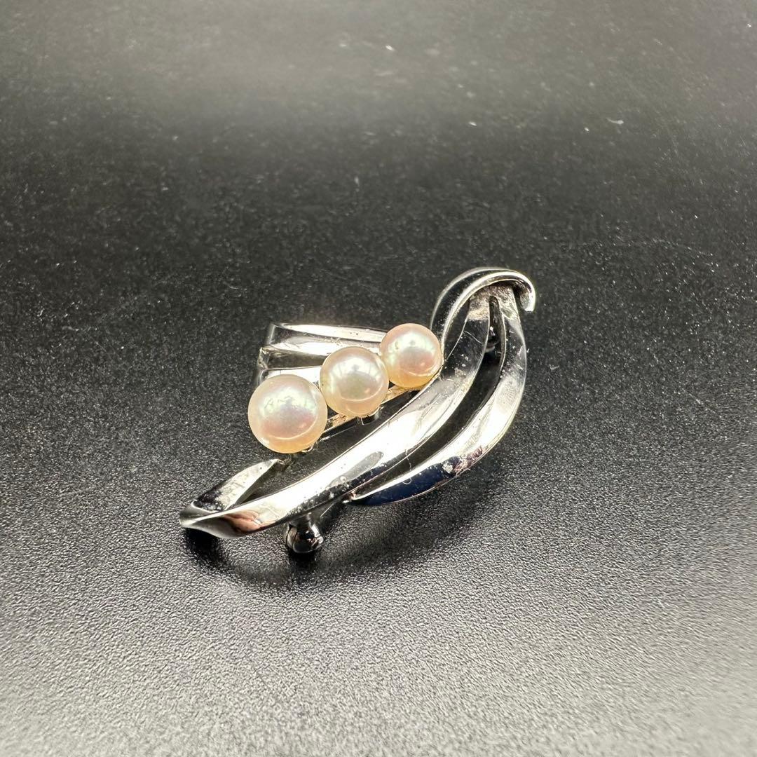 極美品✨　MIKIMOTO ミキモト　パール　ブローチ　ロゴ　刻印　1466