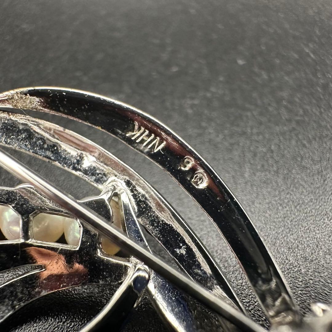 極美品✨　MIKIMOTO ミキモト　パール　ブローチ　ロゴ　刻印　1466