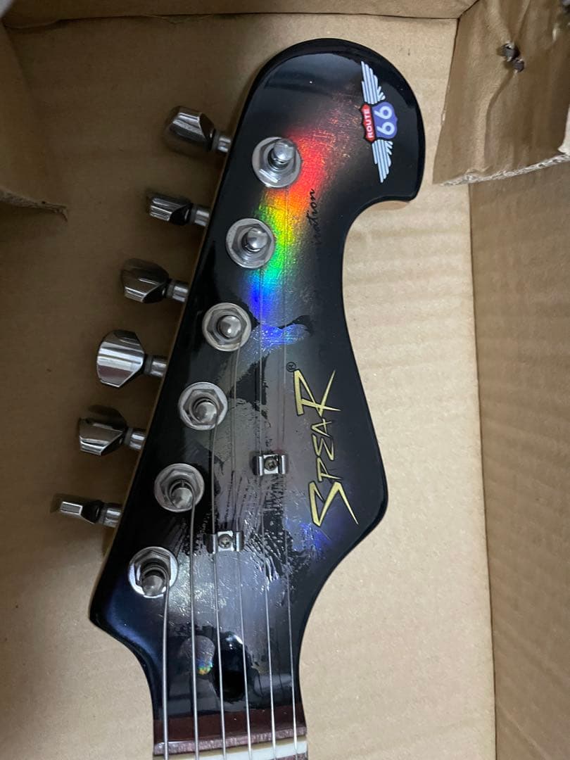 SPEAR エレキギター ギター 黒 ストラト ホログラム ギター 青