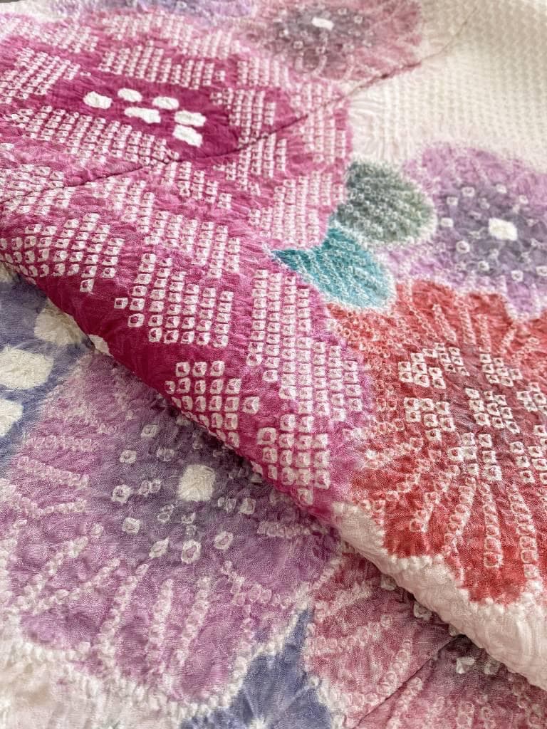 藤娘きぬたや総絞り振袖　落款入り(証明有り)　7点フルセット