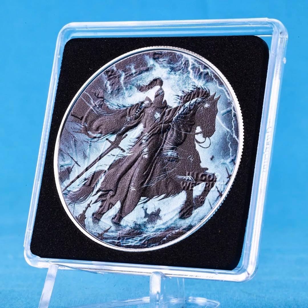 世界300枚限定 イーグル 銀貨 カラー + アンティーク仕上げ 稲妻の騎士
