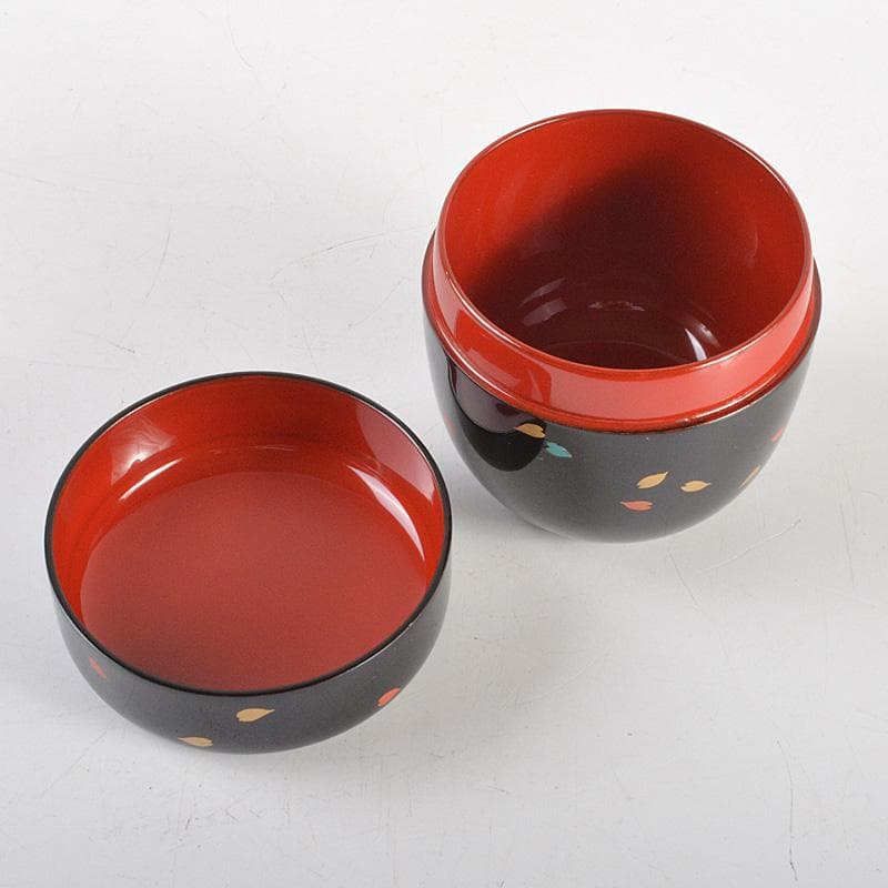 茶道具　平安　熊谷秀穂作　雪月花蒔絵　螺鈿装飾　黒内朱　中棗　共箱　V　6306