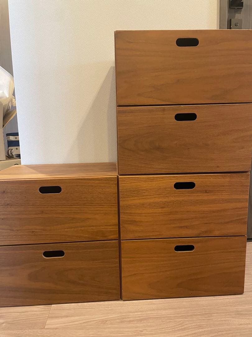 無印良品　スタッキングチェスト・引出し・２段 ウォールナット