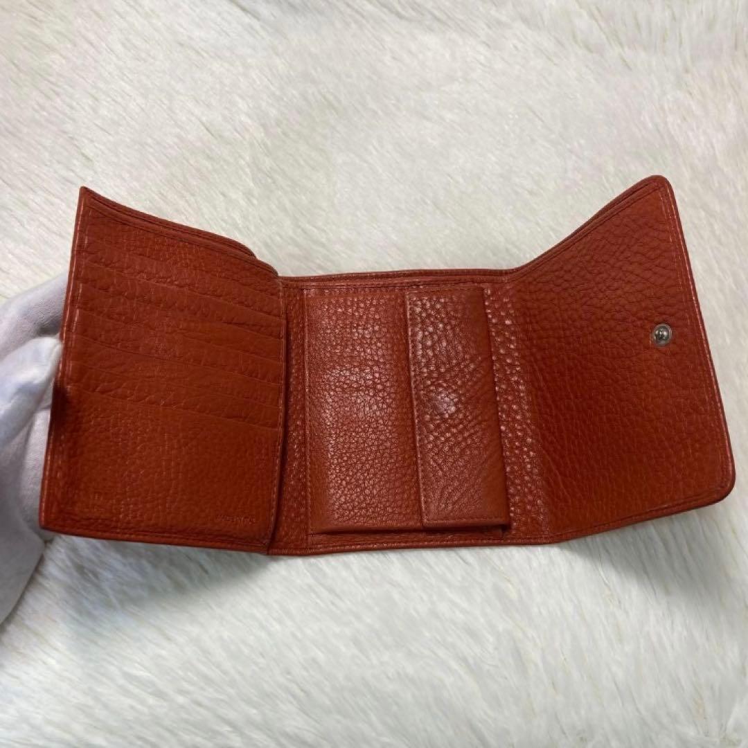 早い者勝ち　美品　PRADA プラダ　財布　ウォレット　三つ折り　橙　革　希少