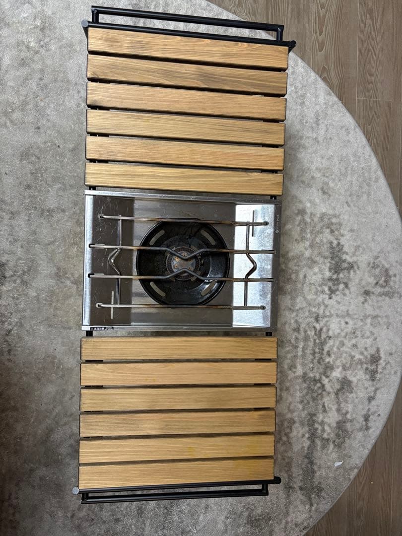 アイアン工房　アウトドアテーブル 木製スラットデザイン