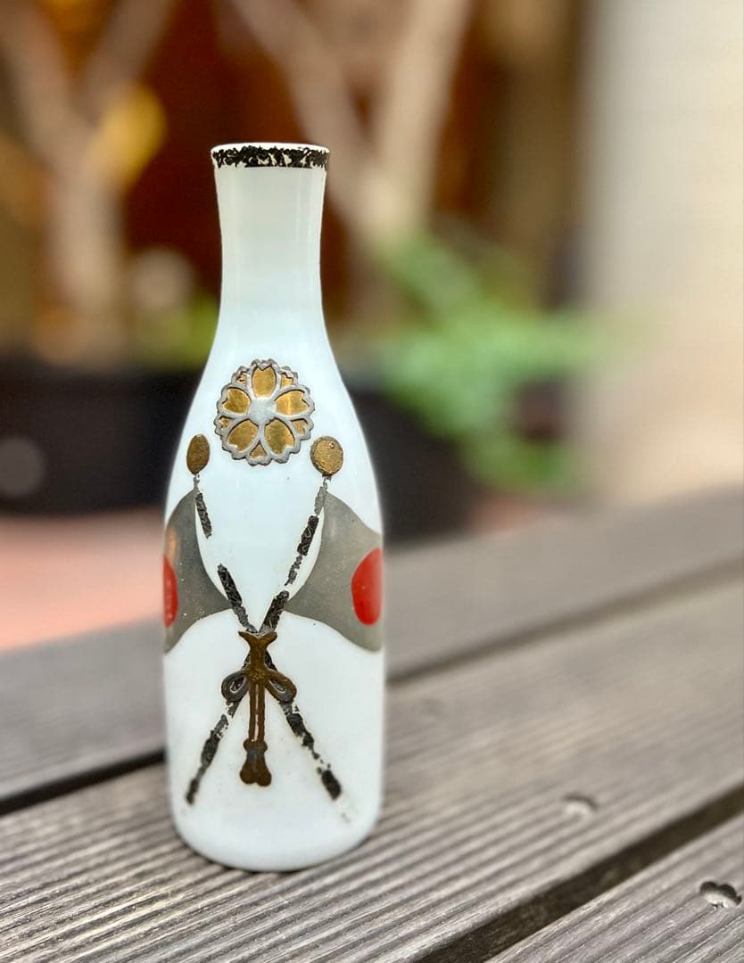 江戸ガラス　ガラス絵　ウランガラス　国旗　徳利　酒器　和ガラス　アンティーク