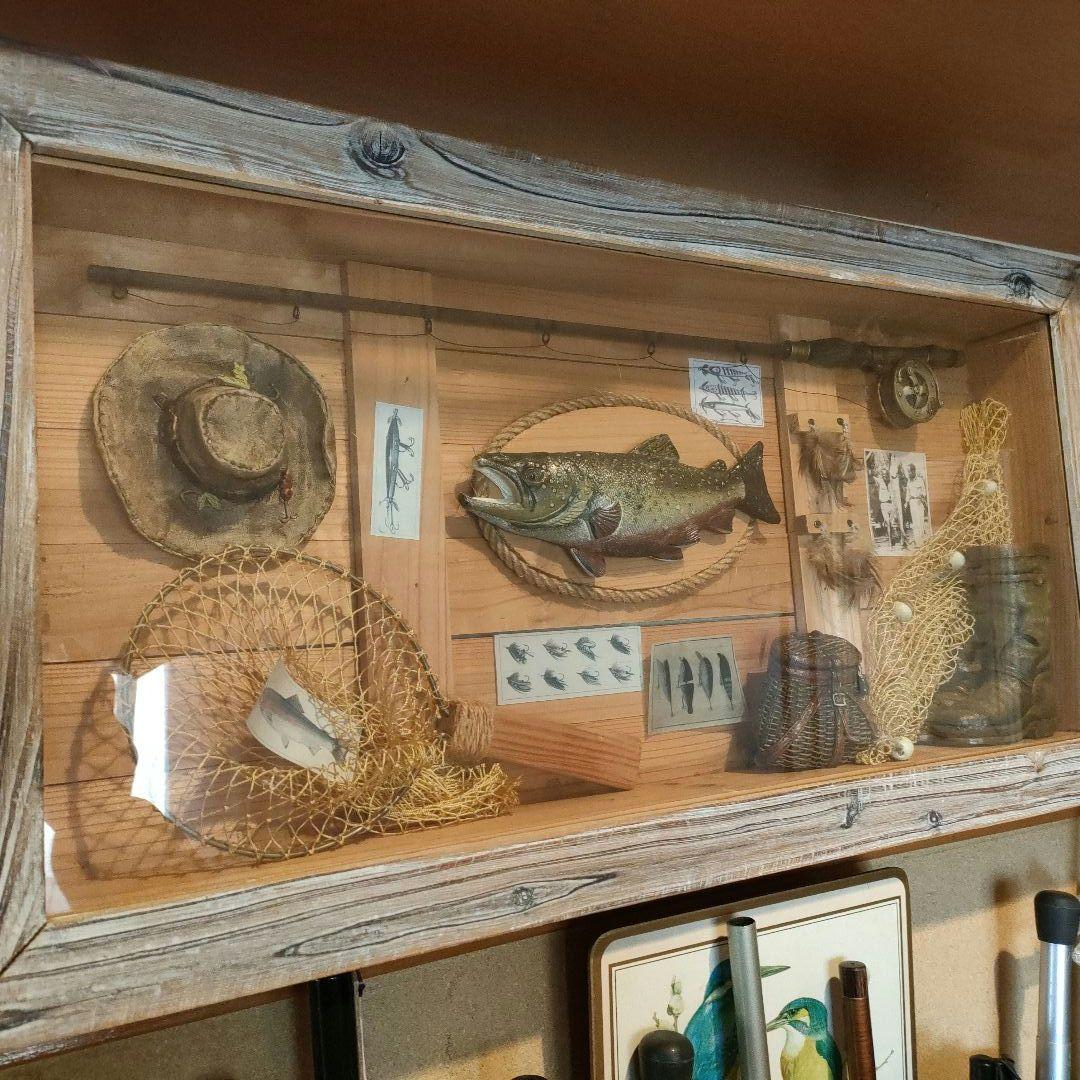 ☆インテリアフィッシング　木製額縁 オブジェ カントリー雑貨