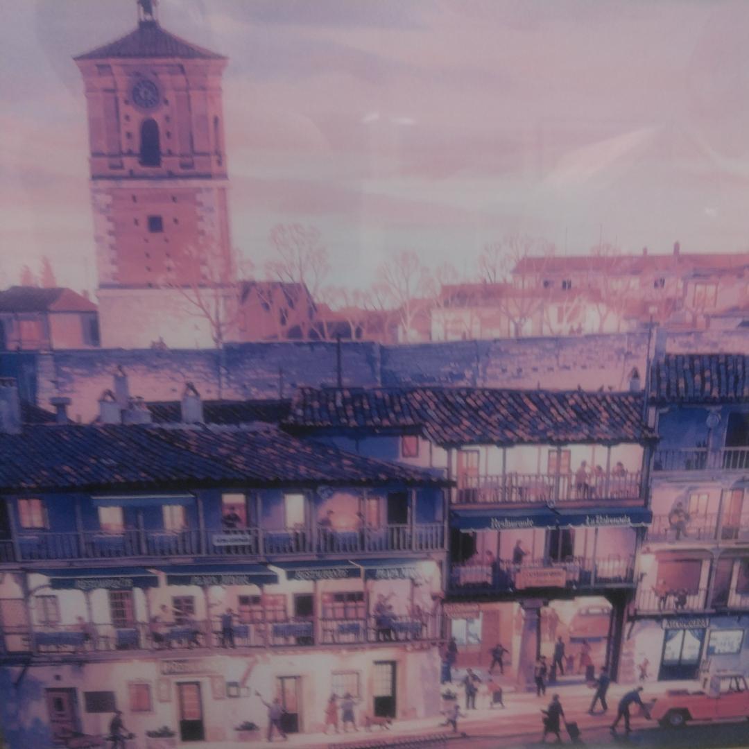 笹倉鉄平　マヨール広場　中古　大判　高級額装アートポスター