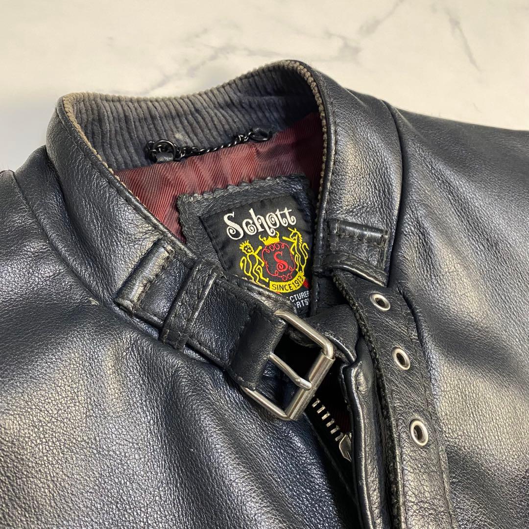 schott ショット　シングルライダース　レザージャケット　M ダークネイビー