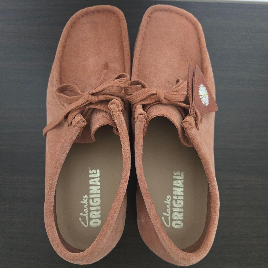 【美品】Clarksピンクスエード モカシンデッキシューズ　クラークスワラビー