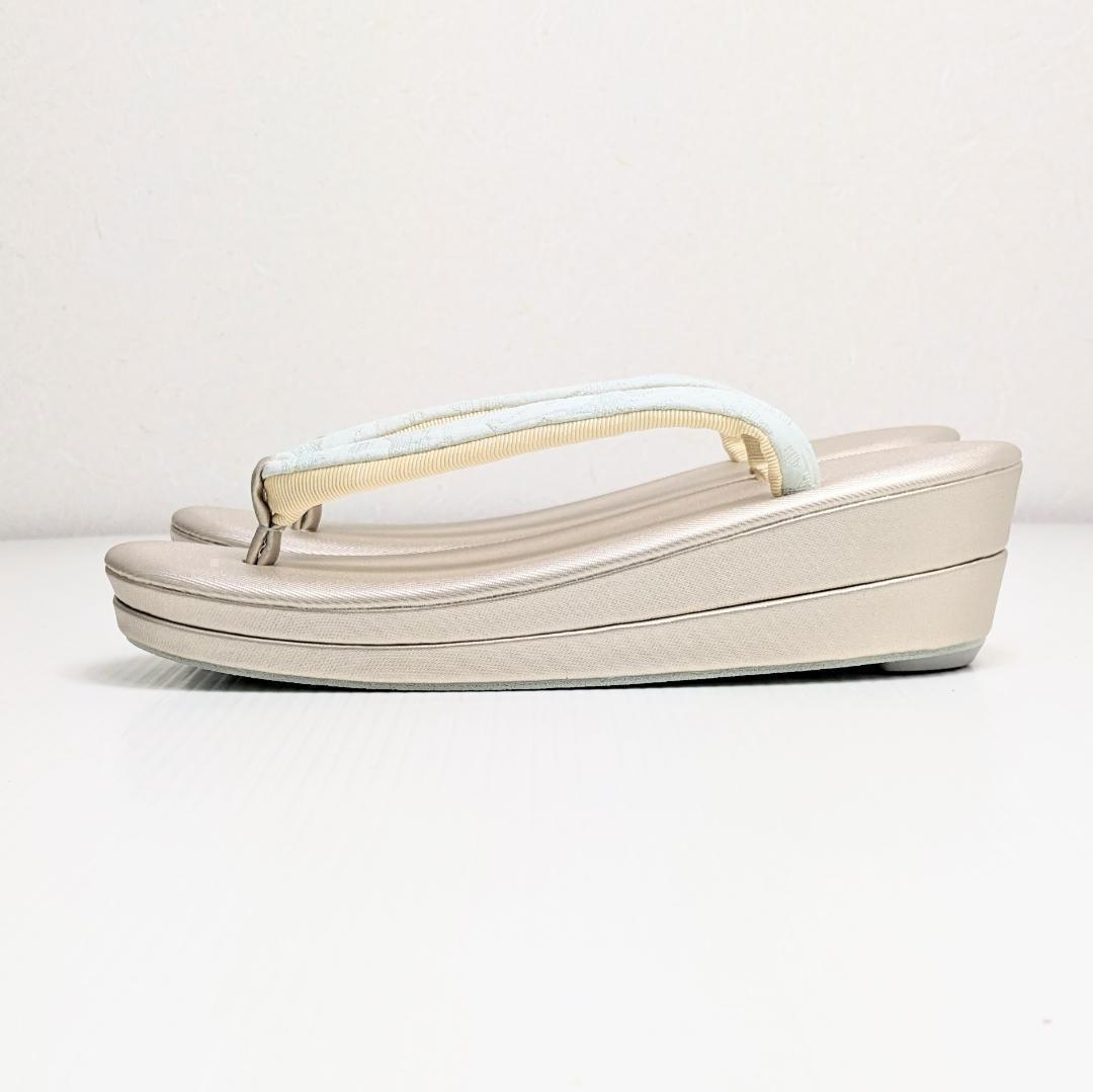 ふくれ織 草履 バッグ セット 緑 グリーン ゴールド フリーサイズ u33-4