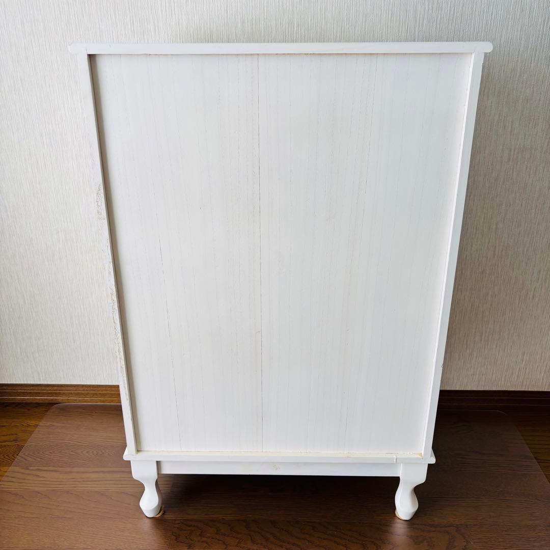 シャビーシック チェスト 4段 薔薇装飾 フレンチカントリー 姫系家具 ロココ調