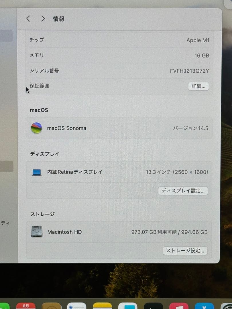 MacBook Air 13インチ 2020 /M1 /16GB /1TB
