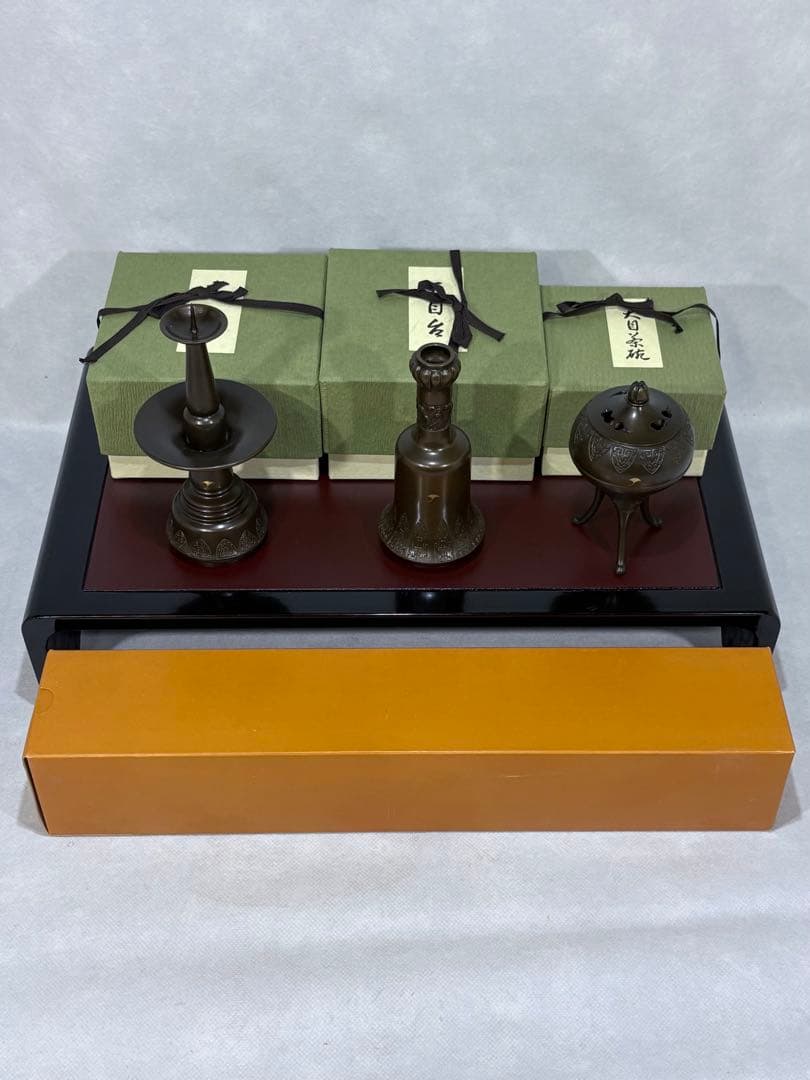 利休忌　三具足 掛軸 具足台 天目茶碗 天目台 高坏 美品 共箱　茶道 送料込