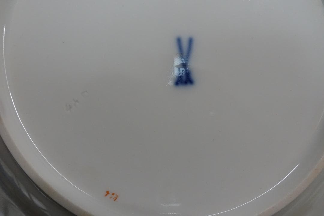 マイセン ピンクローズ 金彩プレート ペア スクラッチ