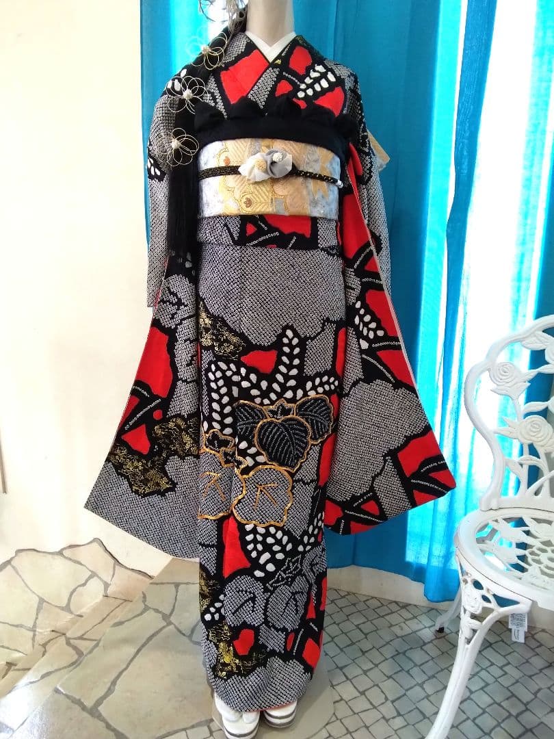 振袖フルセット、正絹総絞り、成人式、重ね衿、帯揚げ帯締め、本佐賀袋帯、襦袢