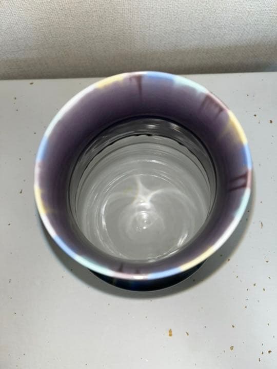 柳雨軒 三代 人間国宝 徳田八十吉  (正彦銘) 彩釉 花入 T93 21.5㎝