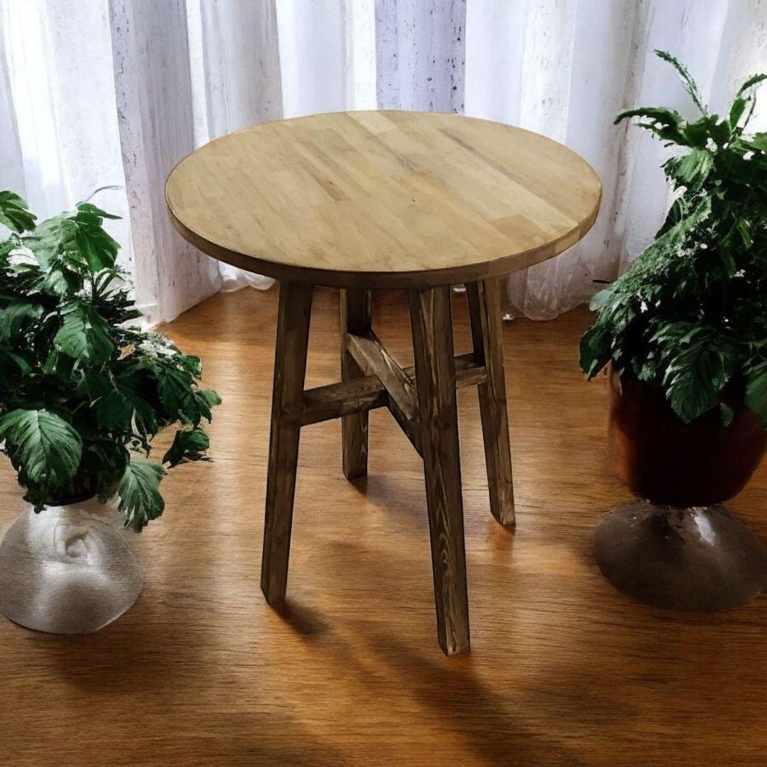 ダイニングテーブル　に最適/　ヴィンテージ風　/　丸テーブル　ダークオーク