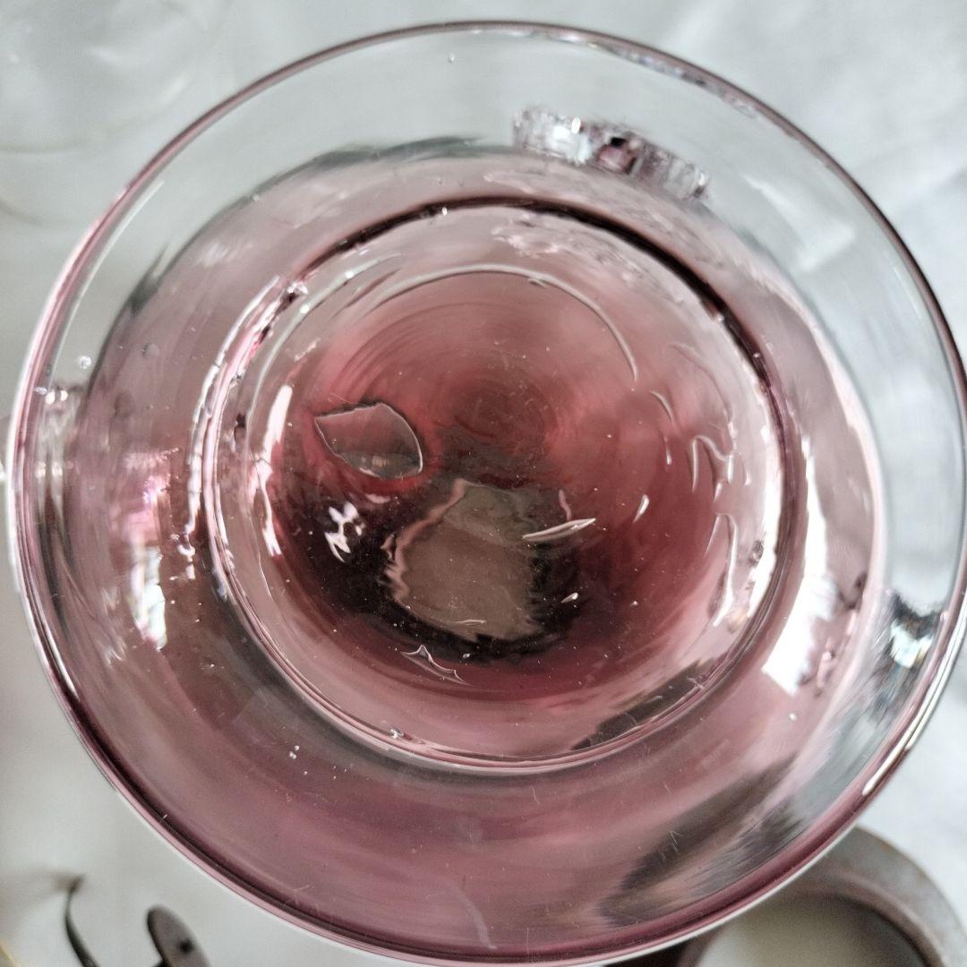 北一硝子　オイルランプ　パープルグラデーション　ひまわり