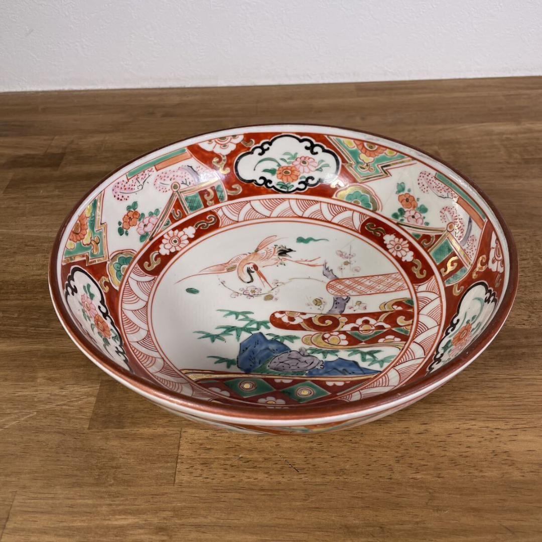 古伊万里　九谷　華やかで豪華な皿＆鉢　２点　セット　色絵　飾り皿　金彩　縁起物