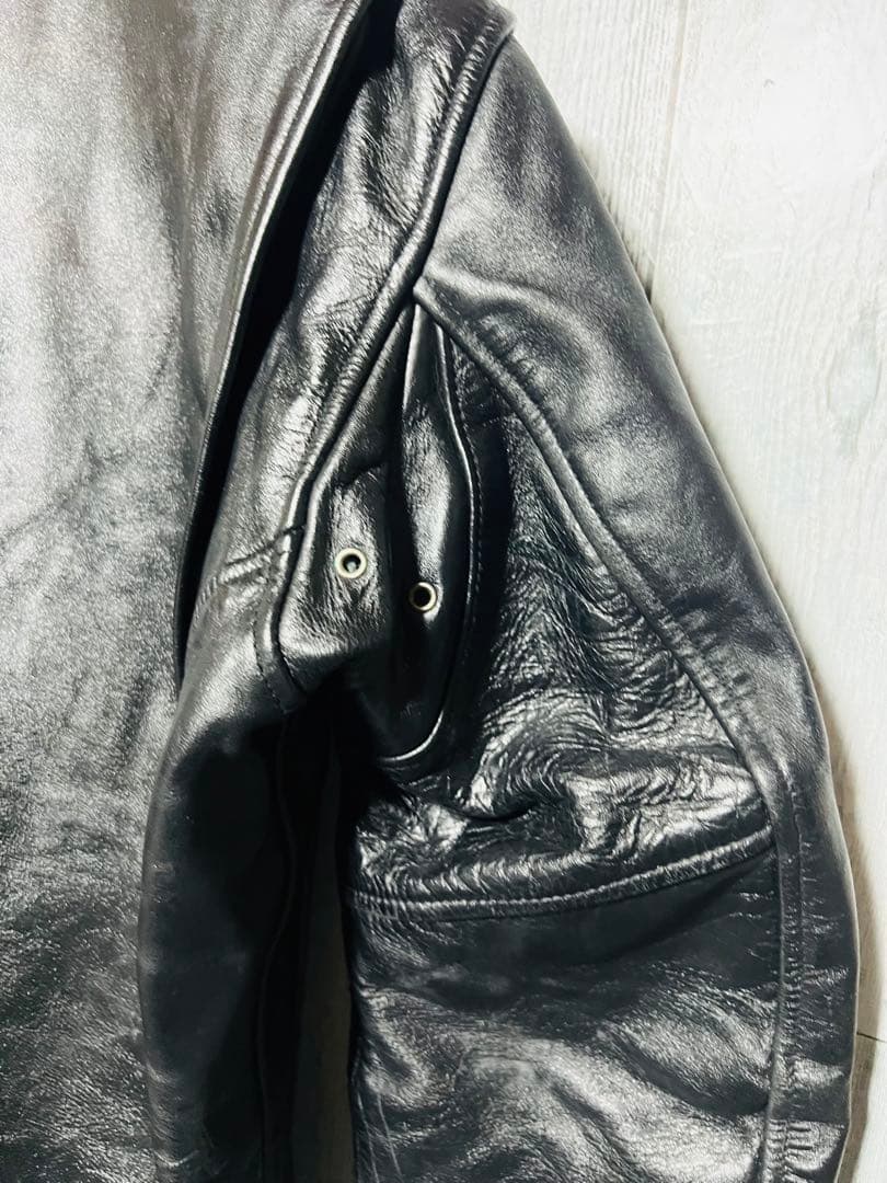 超光沢/豪華版 ライダース シングル アメリカ バイク 36 黒 USA製