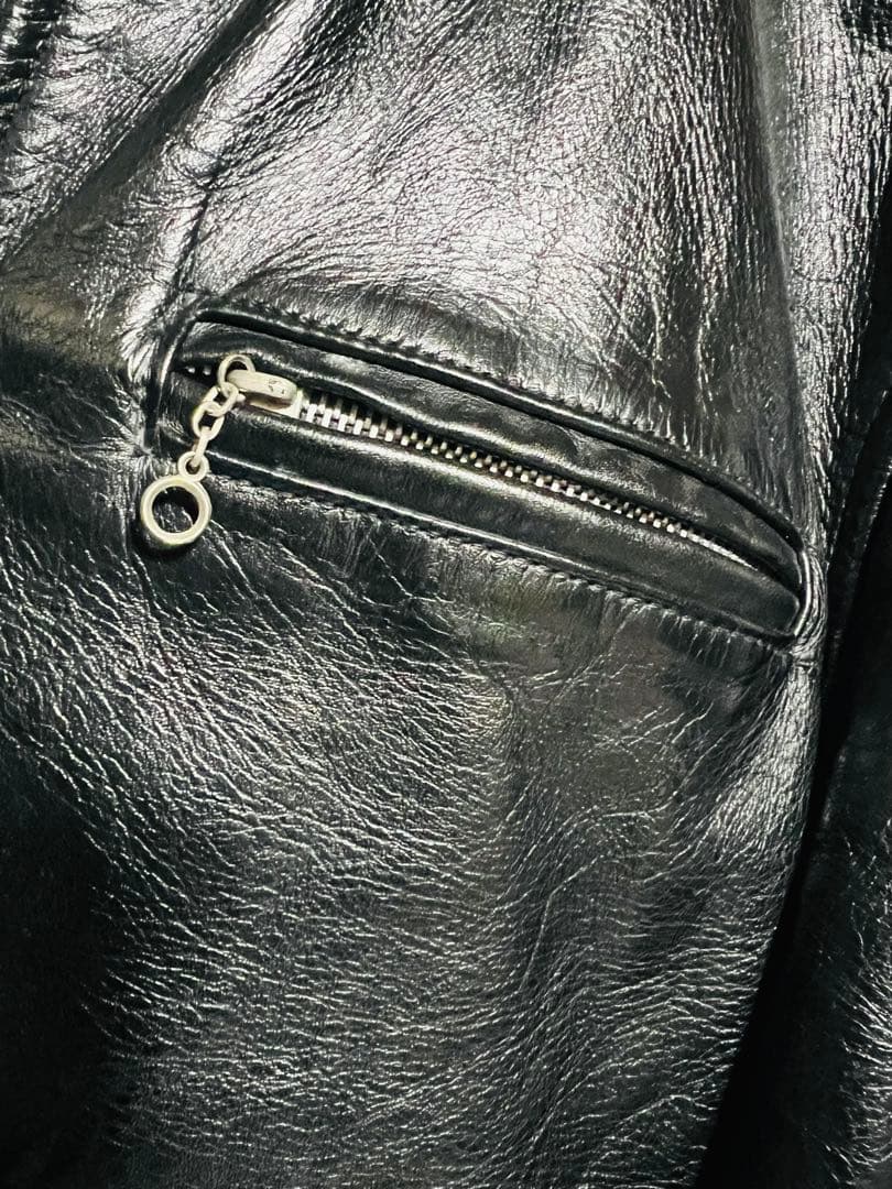 超光沢/豪華版 ライダース シングル アメリカ バイク 36 黒 USA製