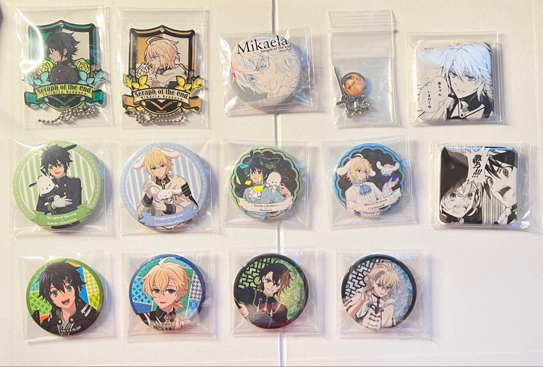 終わりのセラフ　バッジ　アクリルキーホルダー　ミカエラ　優一郎　セット
