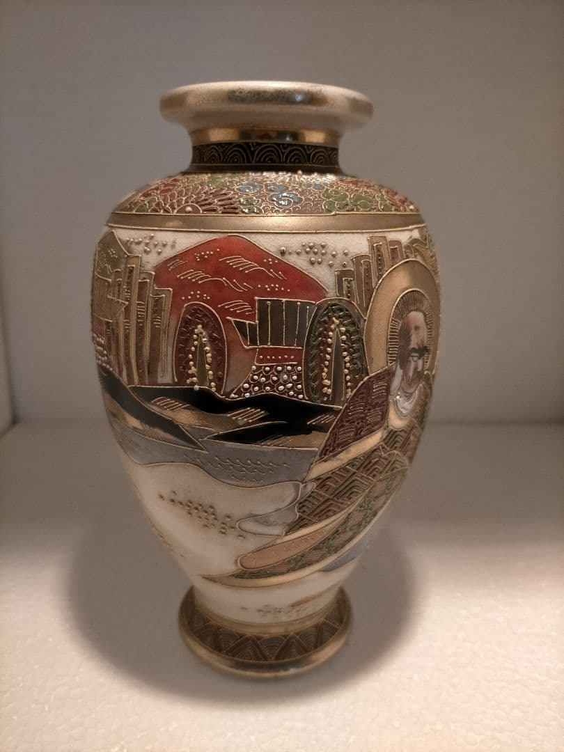 アンティーク 里帰り 薩摩焼 楠部 ベース 花瓶