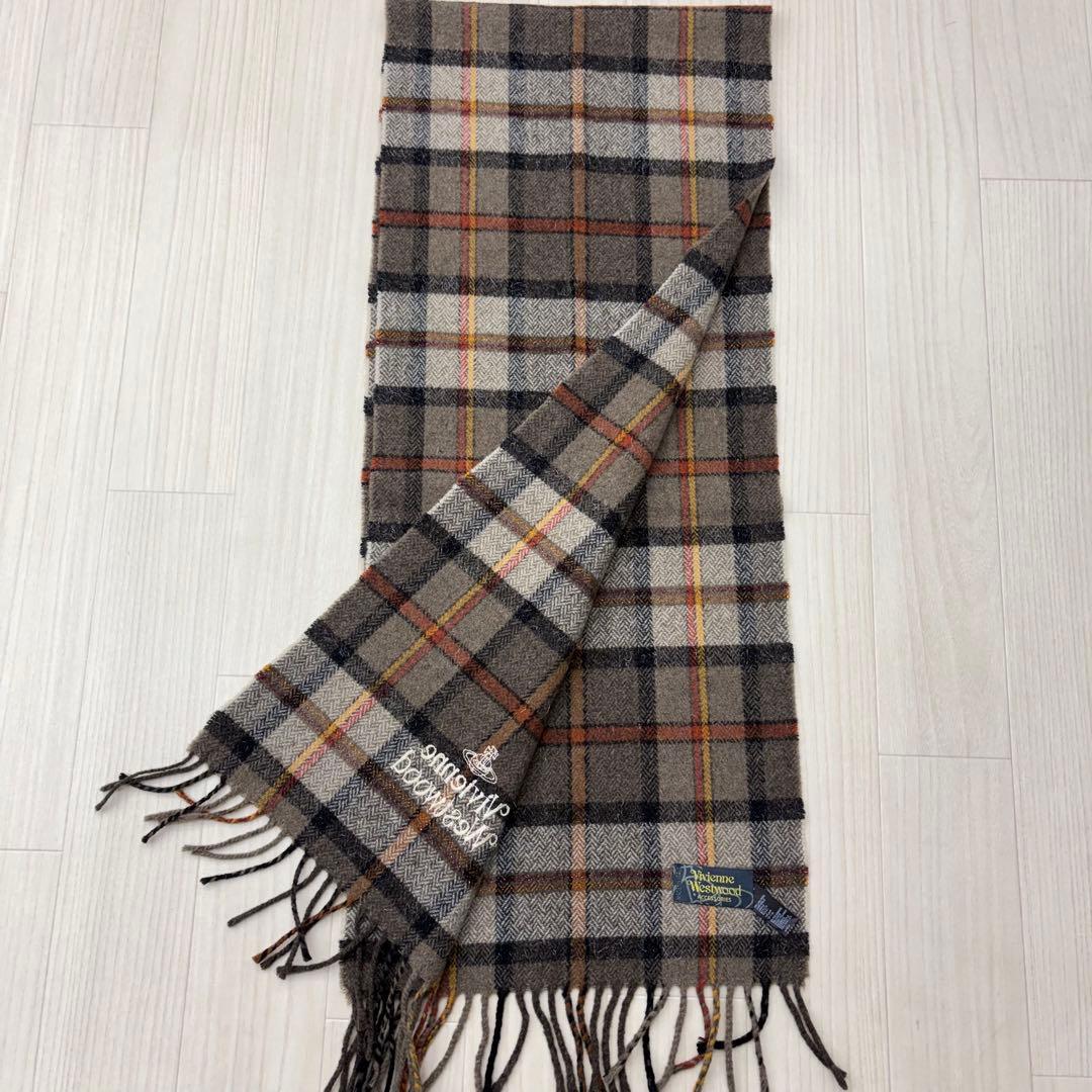 ☆ ヴィヴィアンウエストウッド ウール チェック マフラー オーブ オーヴ