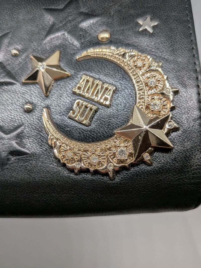 ❦ANNA SUI ❦　ブラック 二つ折り財布 ✯星月✯デザイン