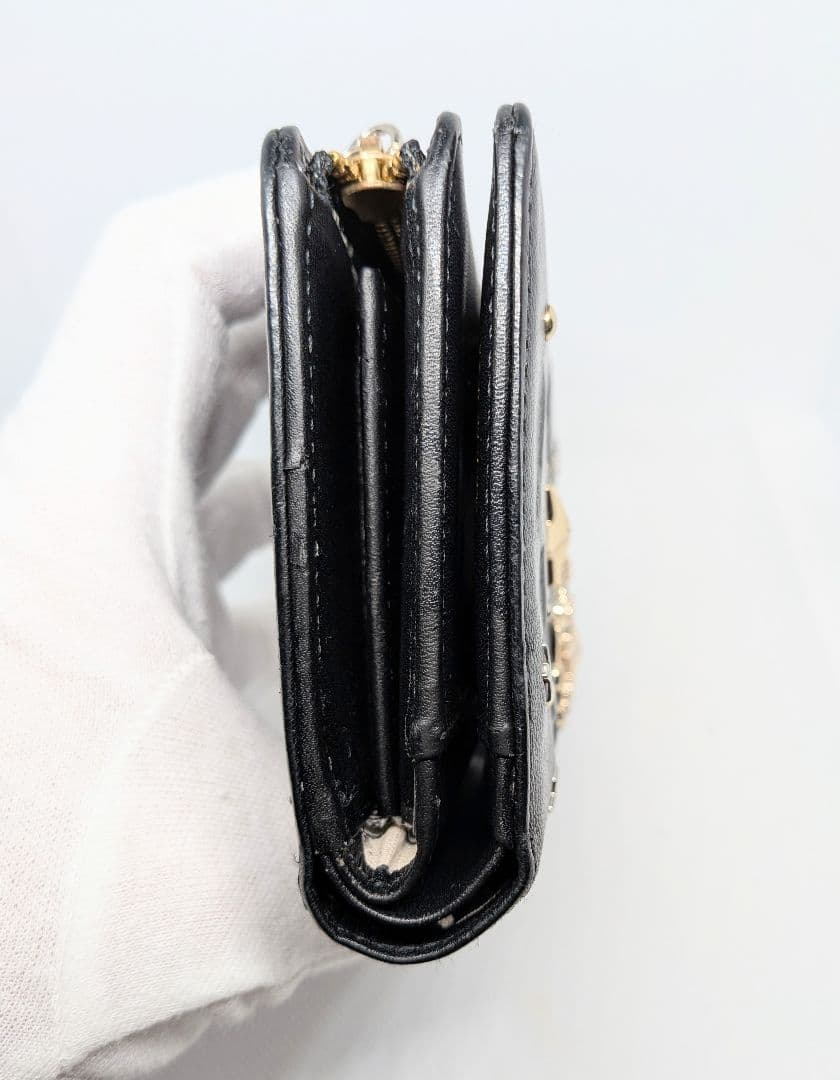 ❦ANNA SUI ❦　ブラック 二つ折り財布 ✯星月✯デザイン