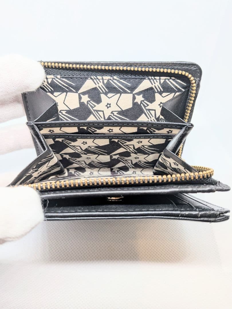 ❦ANNA SUI ❦　ブラック 二つ折り財布 ✯星月✯デザイン