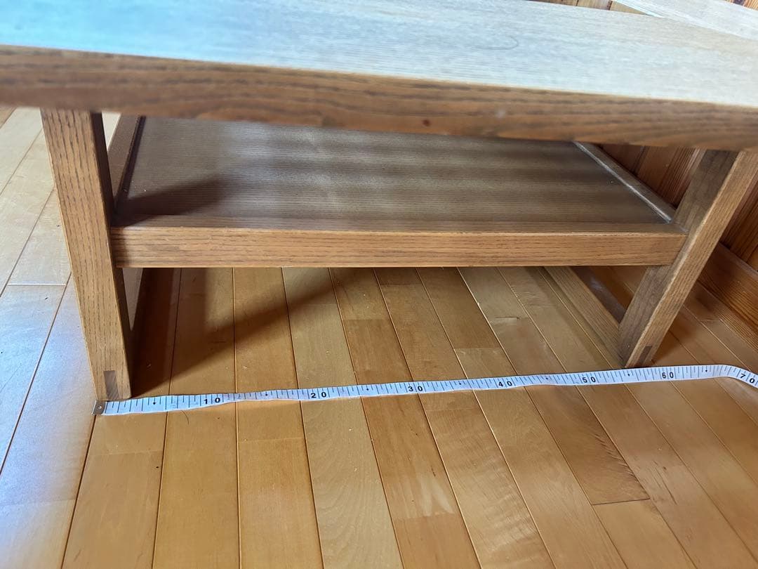 カリモク　木製座卓 ガラス天板付き 約90cm