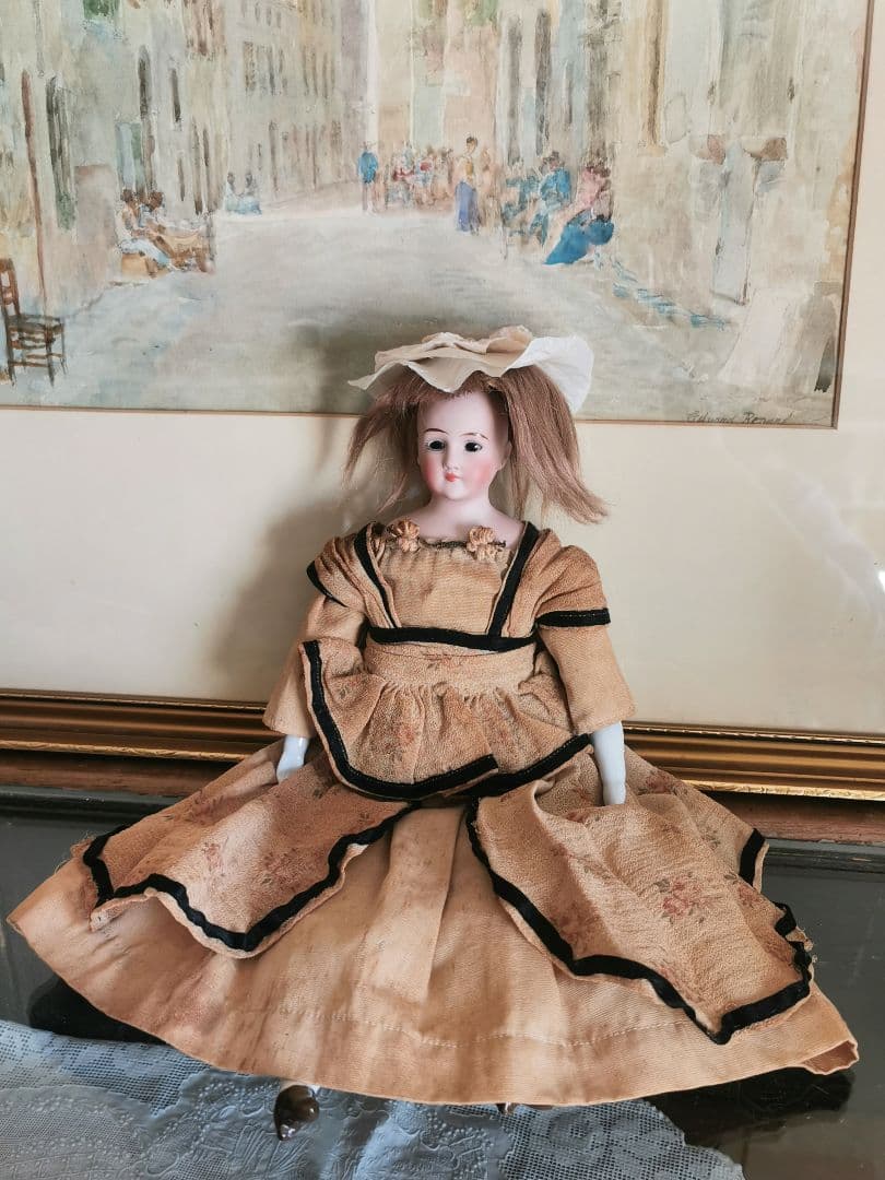 アンティーク シモンハルビック ファッションビスクドール 陶器手脚人形 鬘ボネ付