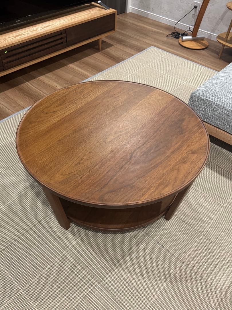 柏木工　円形木製テーブル ウォールナット
