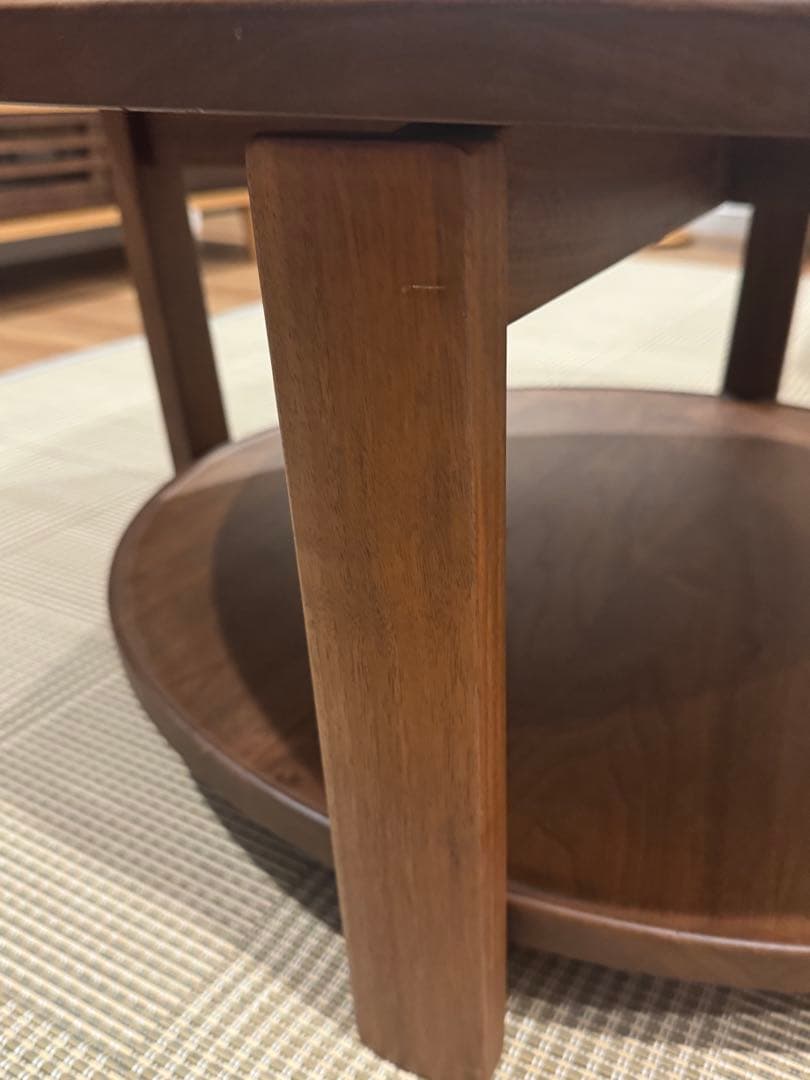 柏木工　円形木製テーブル ウォールナット