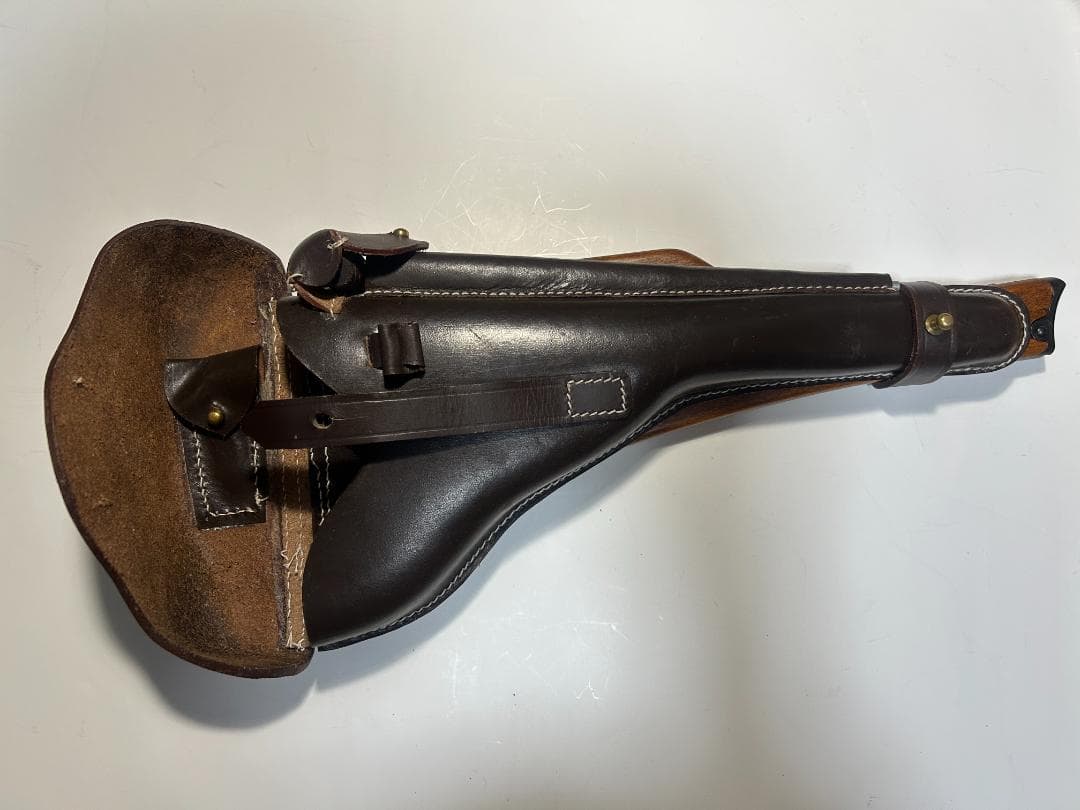 タナカ ルガーP08 用 木製ストック ロングタイプ　革製ホルスター付