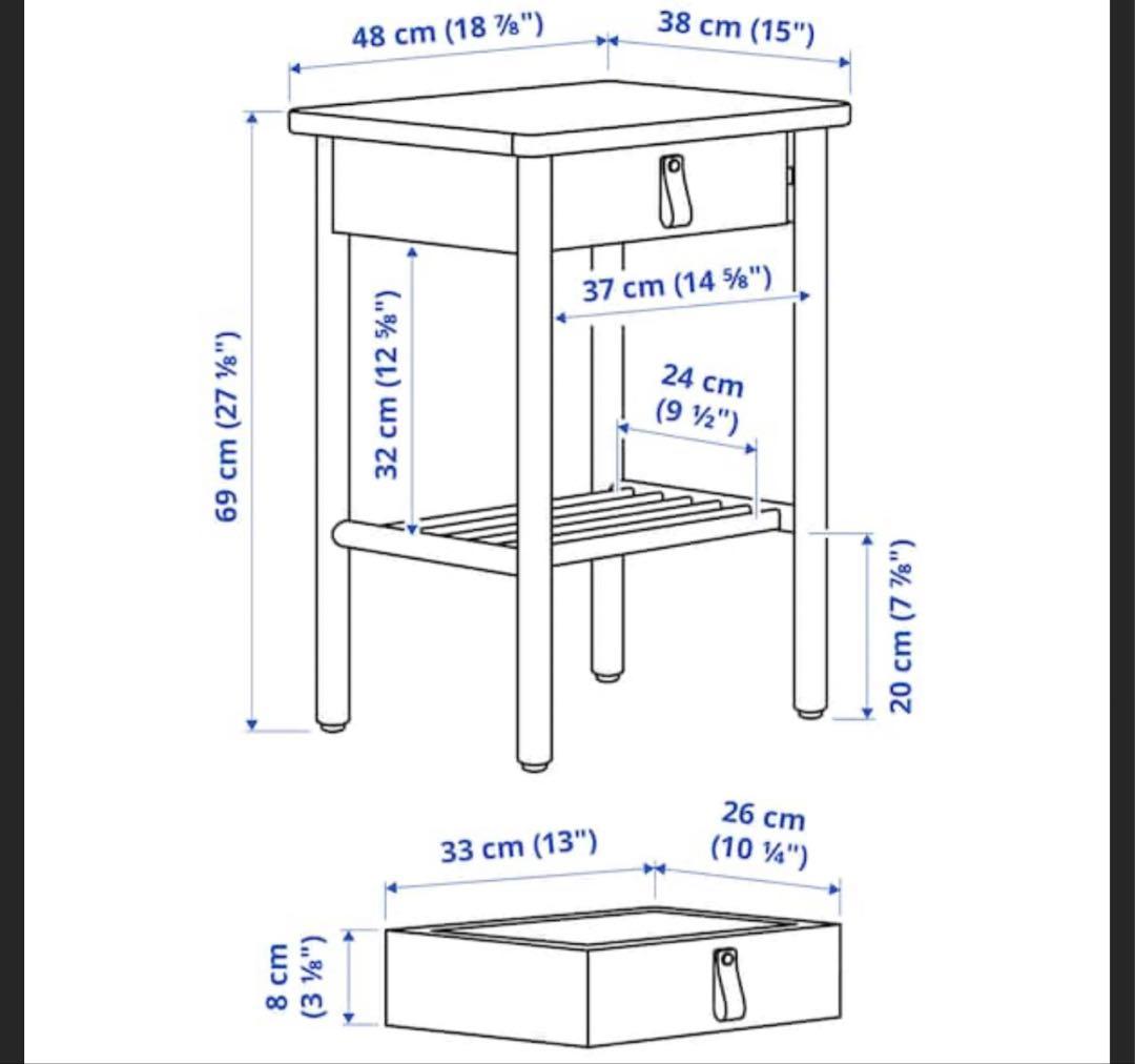 IKEA BJÖRKSNÄS ビョルクスネースサイドテーブル 48x38 cm