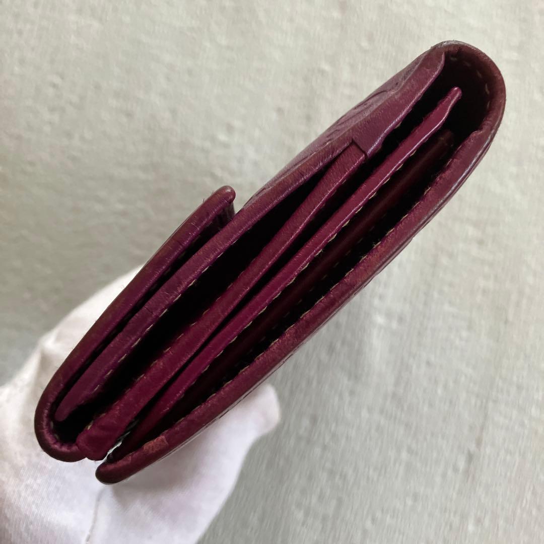 グッチシマレザー　２つ折り長財布　パープル