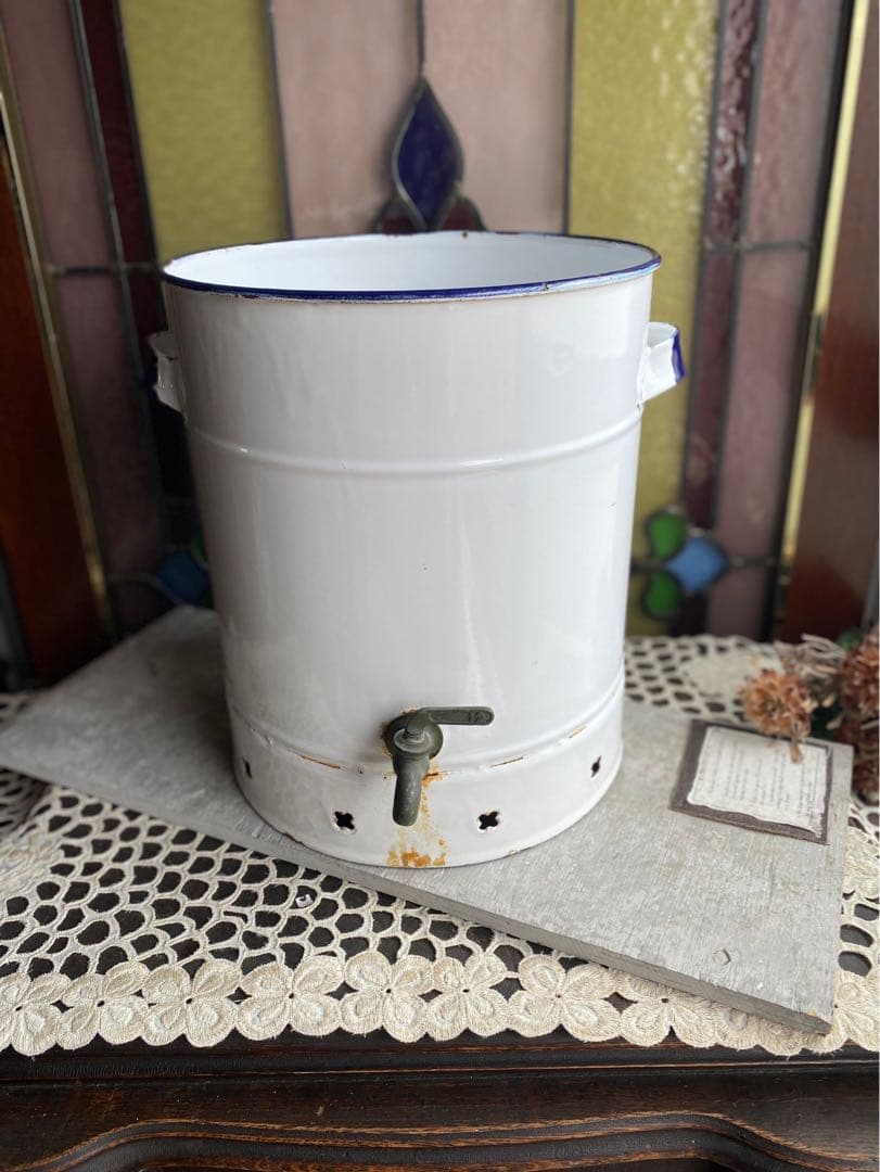 ホーロー ジャグ 缶 ガーデン インテリア アンティーク ビンテージ 昭和レトロ