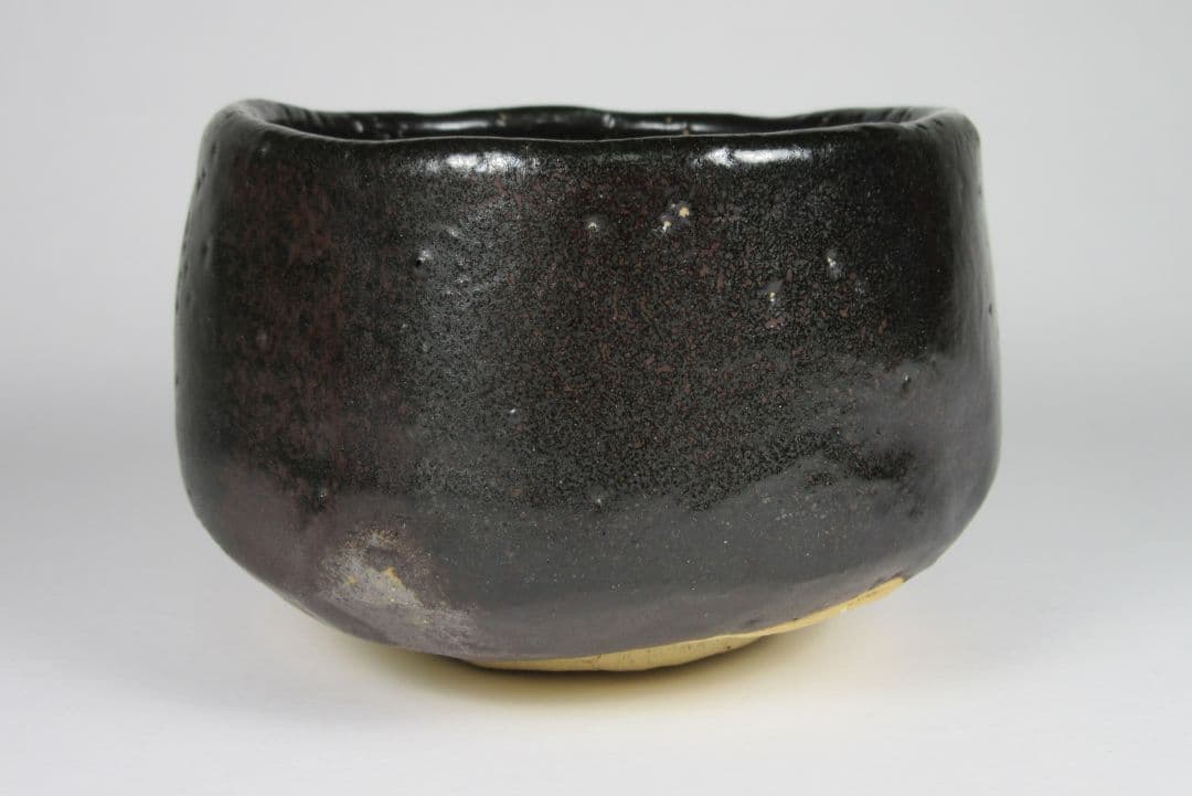 【豊場惺也】（師）荒川豊蔵！瀬戸黒茶碗（二重共箱、共布、栞、仕覆）。最上位作！。