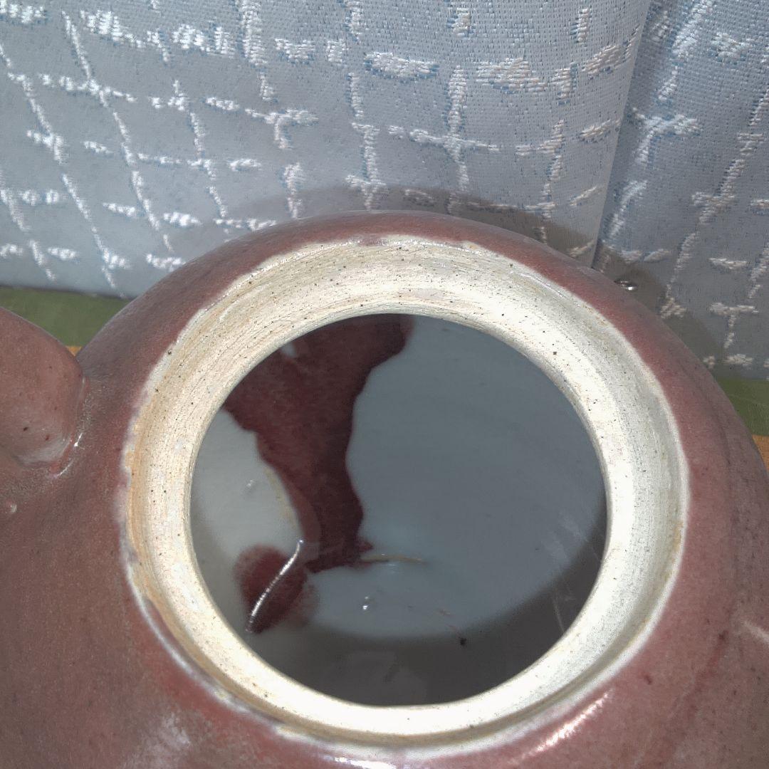 赤褐色 陶器製 急須 骨董 美術 アンティーク 辰砂？ 笠間焼？ 甚八？