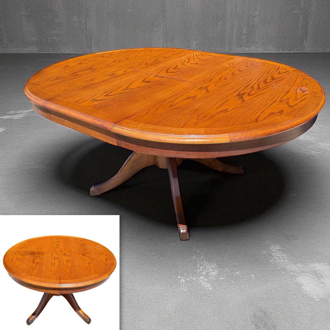 HR804 三越ブルージュ　拡張テーブル　ダイニングテーブル　丸　円　楕円